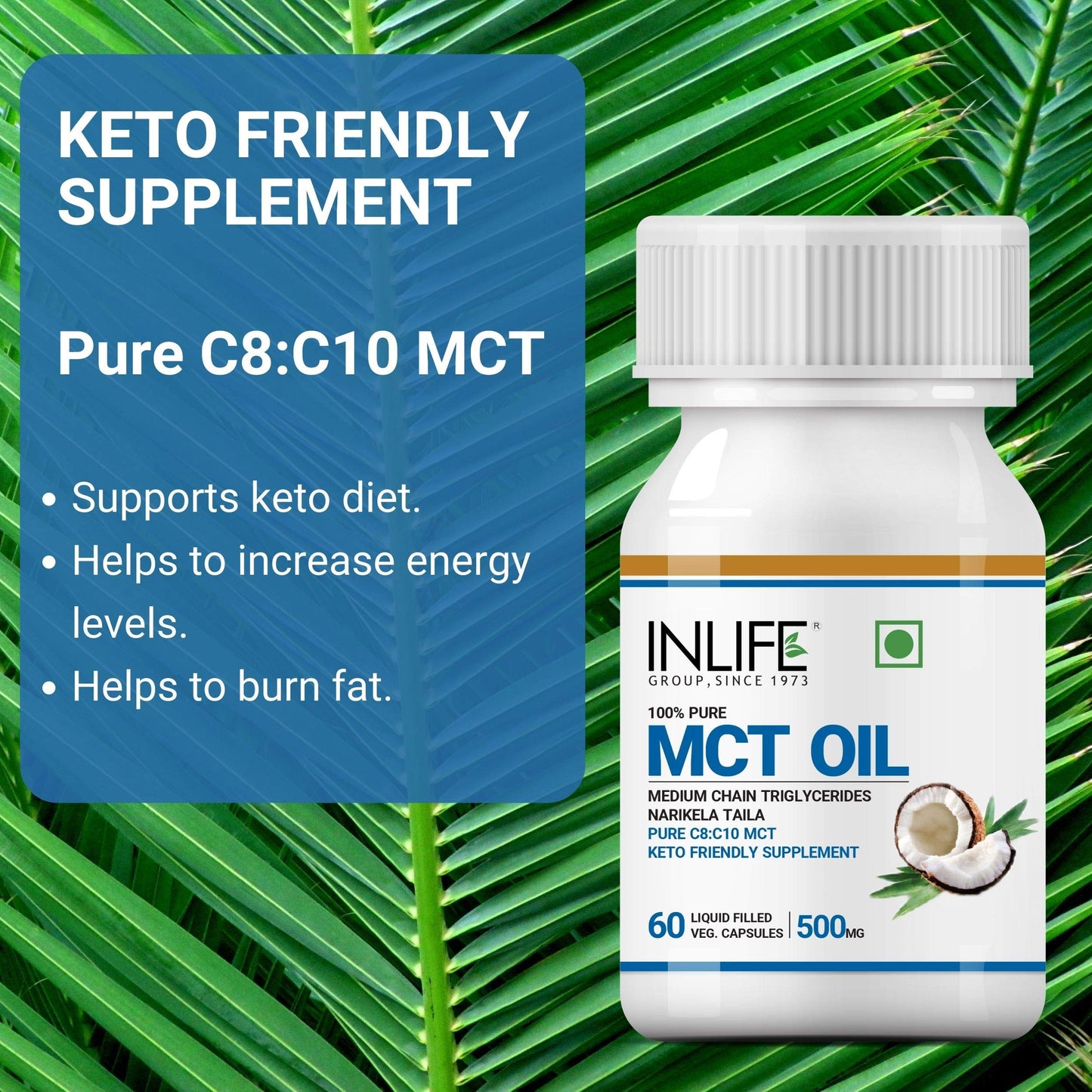 INLIFE Pure MCT Oil C8 C10 Keto Diet Friendly Advanced Products, Weight & Fat Management Food Supple0 Vegetarian Capsules (Pack of 1) (Pack of 2, 120)